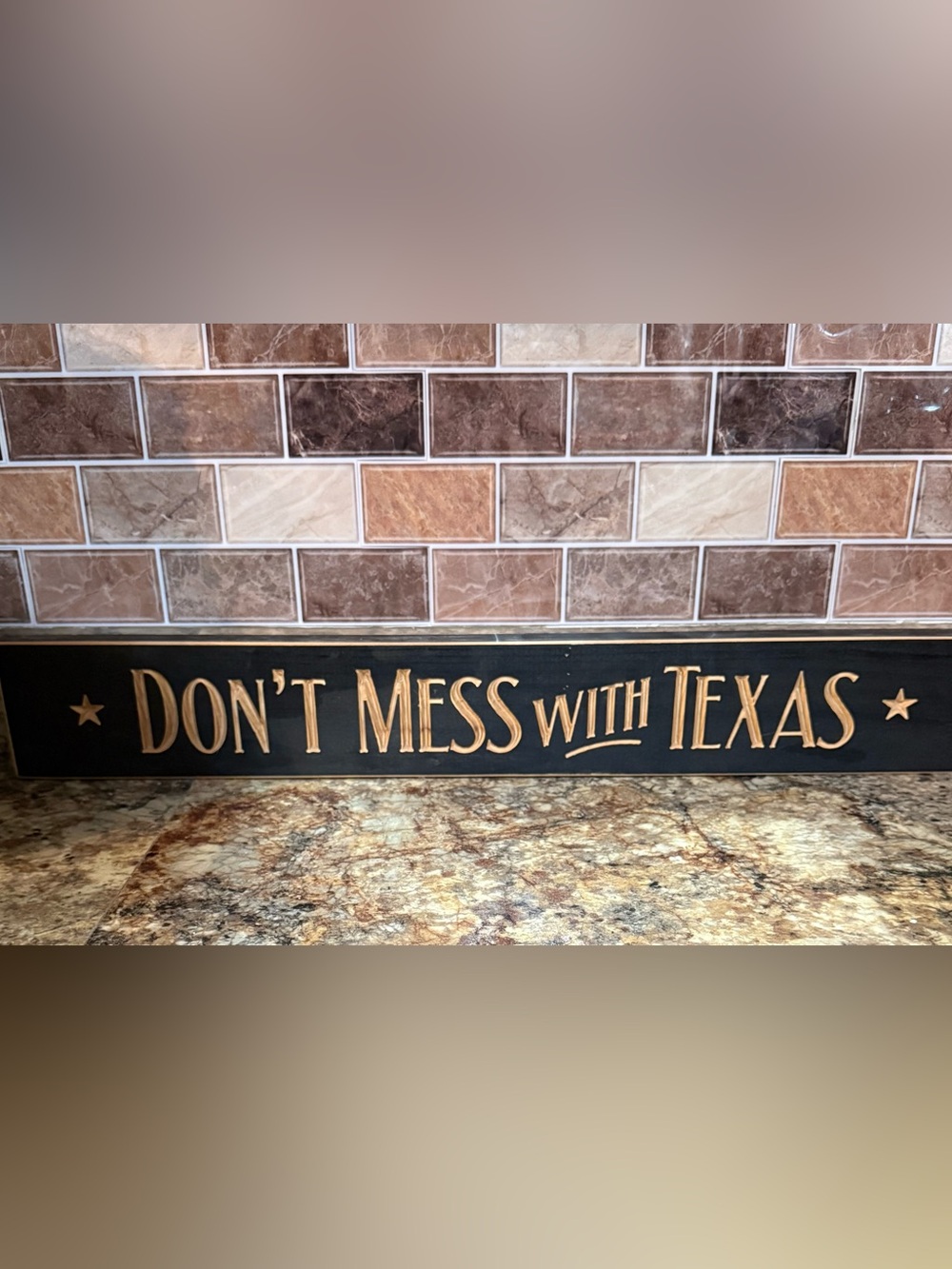 Decorative shades of brown Wall Plaque wooden sign - Don't Mess With Texas